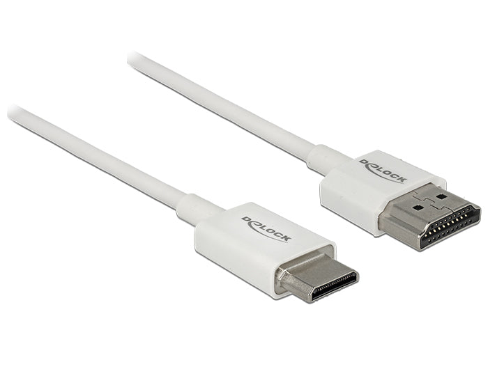 DeLOCK Mini-HDMI auf HDMI Kabel – 4K 60 Hz – 0,25 m – ARC, Ethernet – Weiss