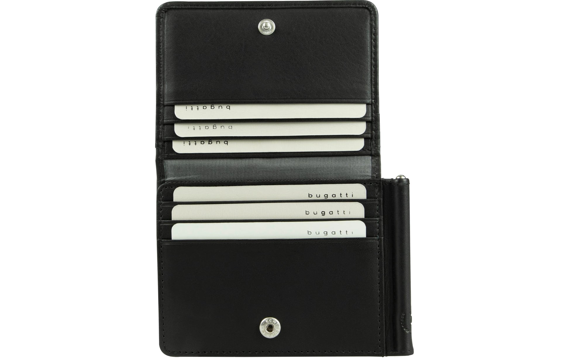 Bugatti cases Bugatti – Primo Clipbörse – mit Münzfach, Clipverschluss – 110×80×10 mm – Leder – Schwarz