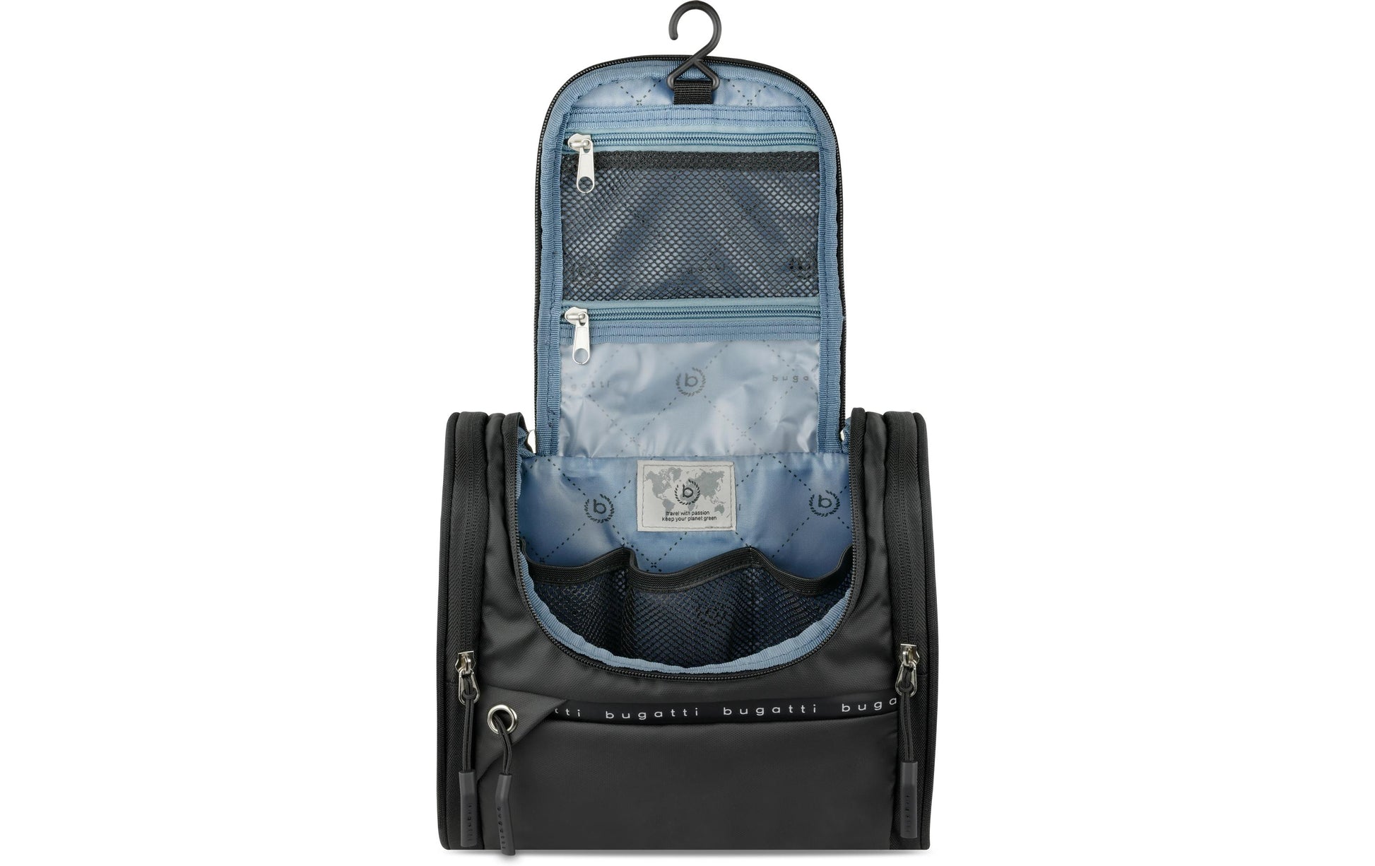 Bugatti cases Bugatti – BLANC DeLight Kulturtasche – mit Reissverschluss – 24,5×22,5×12 cm – Schwarz, Nylon – 1 Stk.