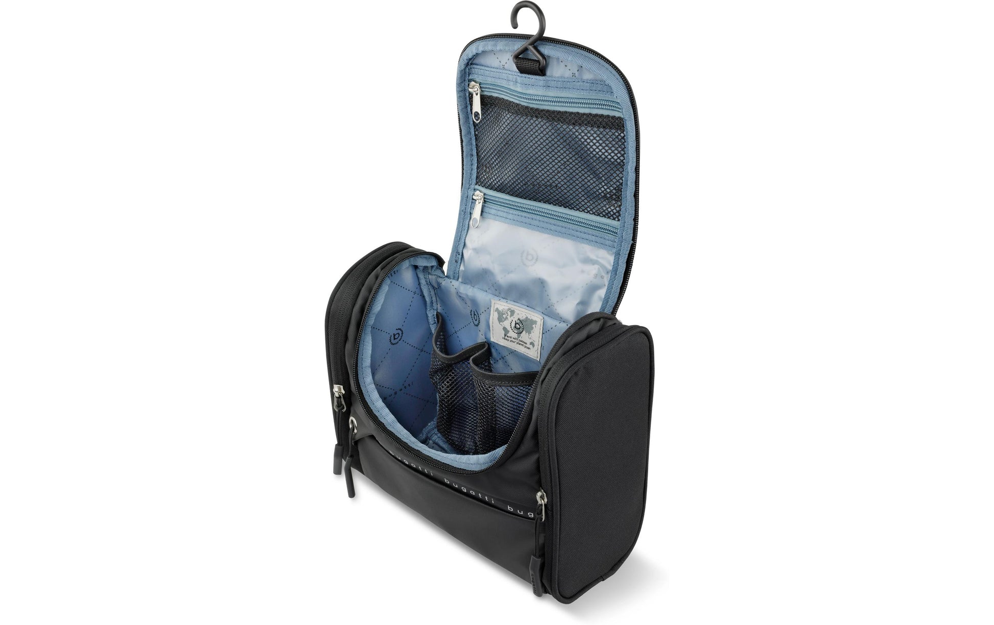 Bugatti cases Bugatti – BLANC DeLight Kulturtasche – mit Reissverschluss – 24,5×22,5×12 cm – Schwarz, Nylon – 1 Stk.
