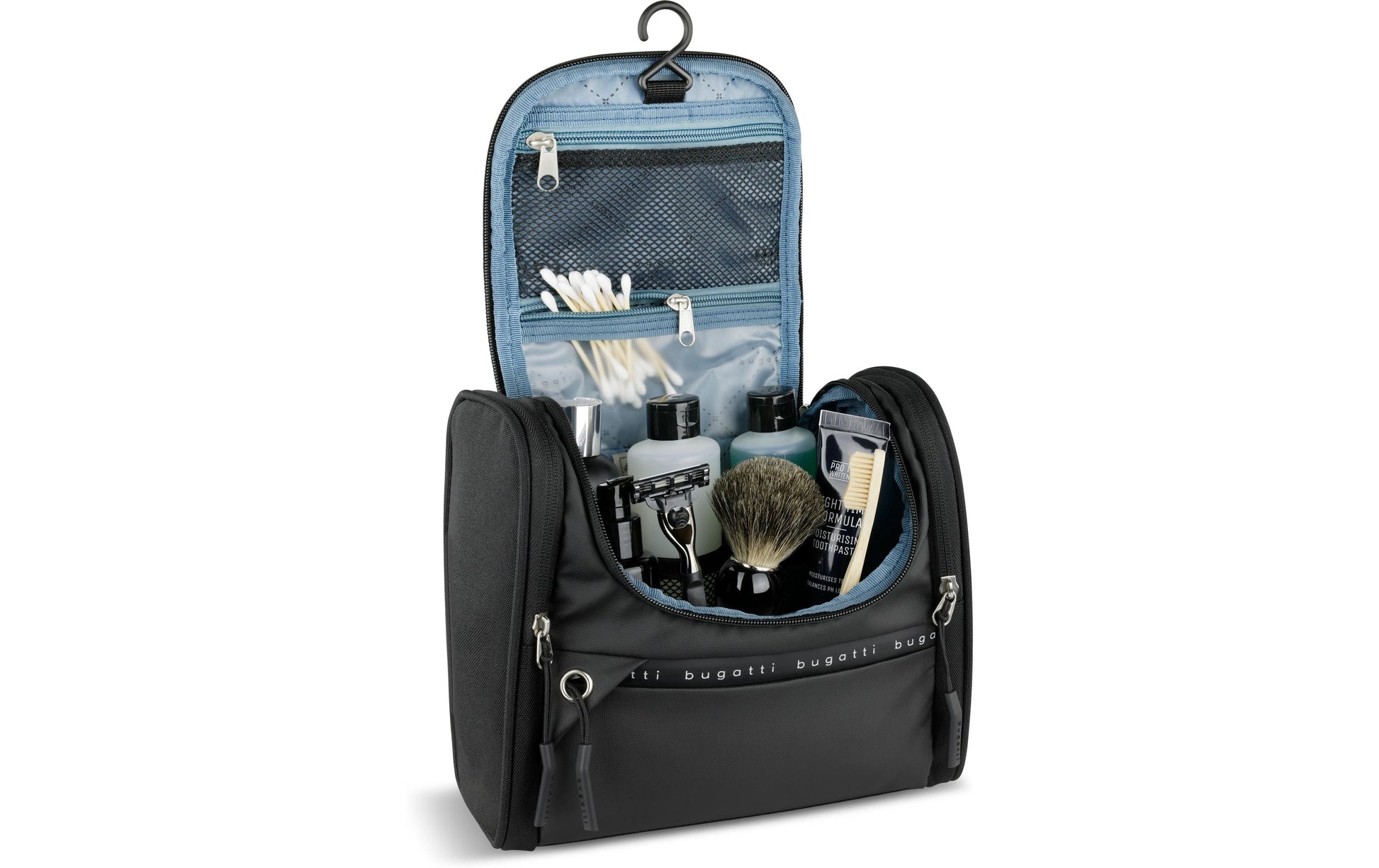 Bugatti cases Bugatti – BLANC DeLight Kulturtasche – mit Reissverschluss – 24,5×22,5×12 cm – Schwarz, Nylon – 1 Stk.