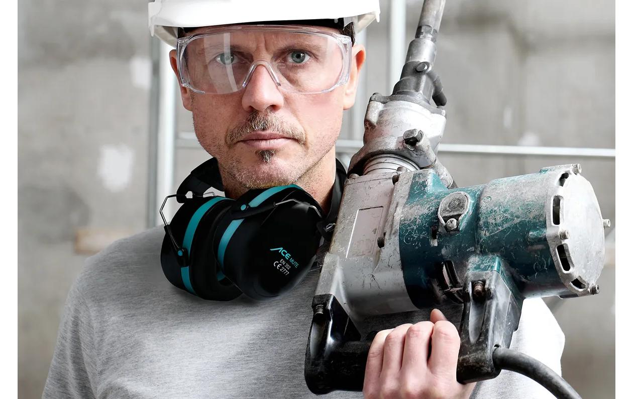 ACE Mute Kapselgehörschutz – SNR 32 dB – Schwarz/Türkis – EN 352-1