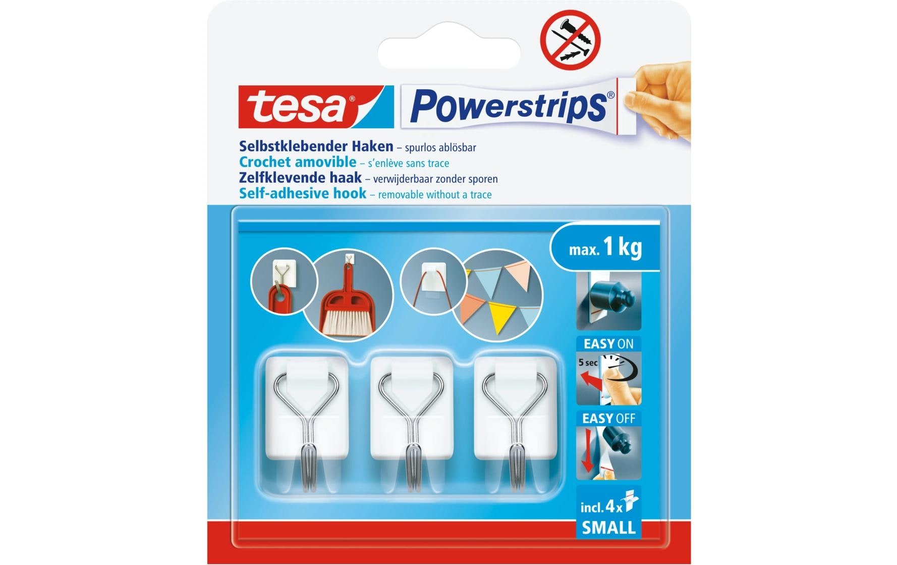 TESA Klebehaken – Kunststoff, Weiss – 3er-Pack