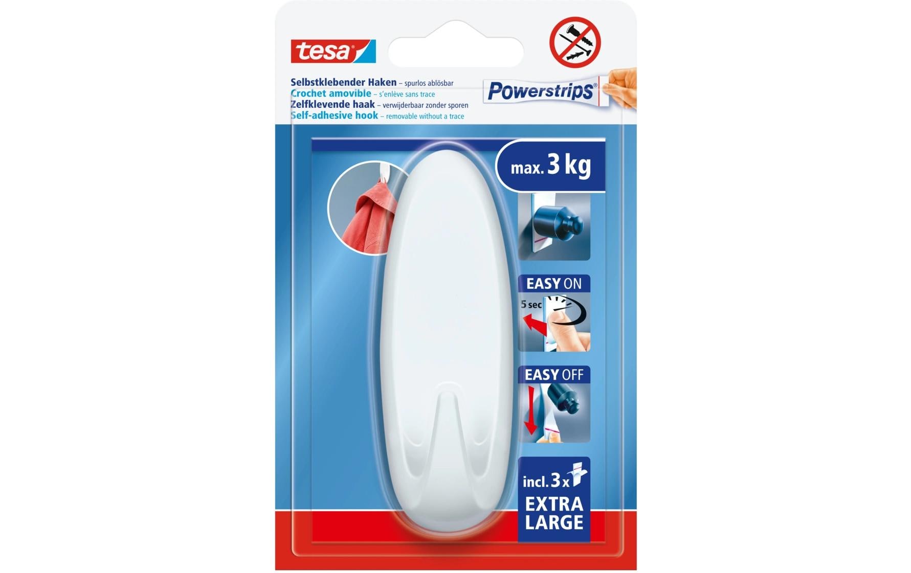 TESA Kleiderbügel – Kunststoff, weiss, 2,9 × 10,5 × 3,9 cm – 1er-Pack