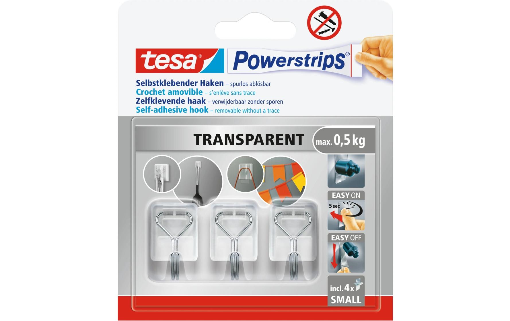 TESA Kleiderbügel – Kunststoff, transparent – 3er-Pack
