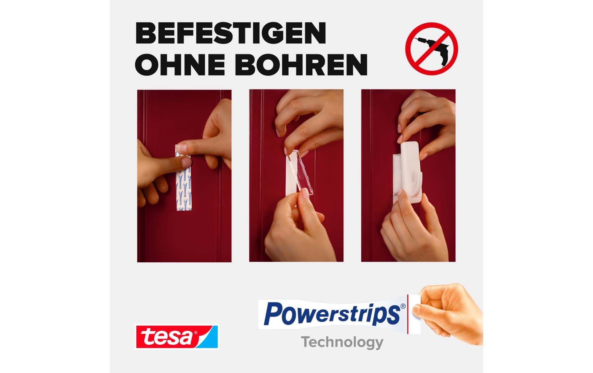 TESA Klebehaken – Kunststoff, weiss, 3 × 9,4 × 3,6 cm – 1er-Pack