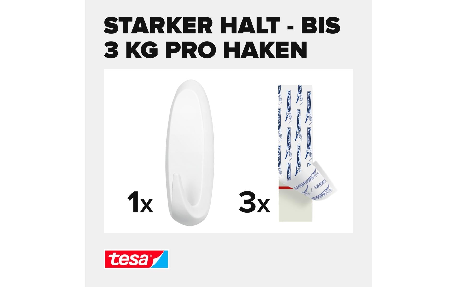 TESA Kleiderbügel – Kunststoff, weiss, 2,9 × 10,5 × 3,9 cm – 1er-Pack
