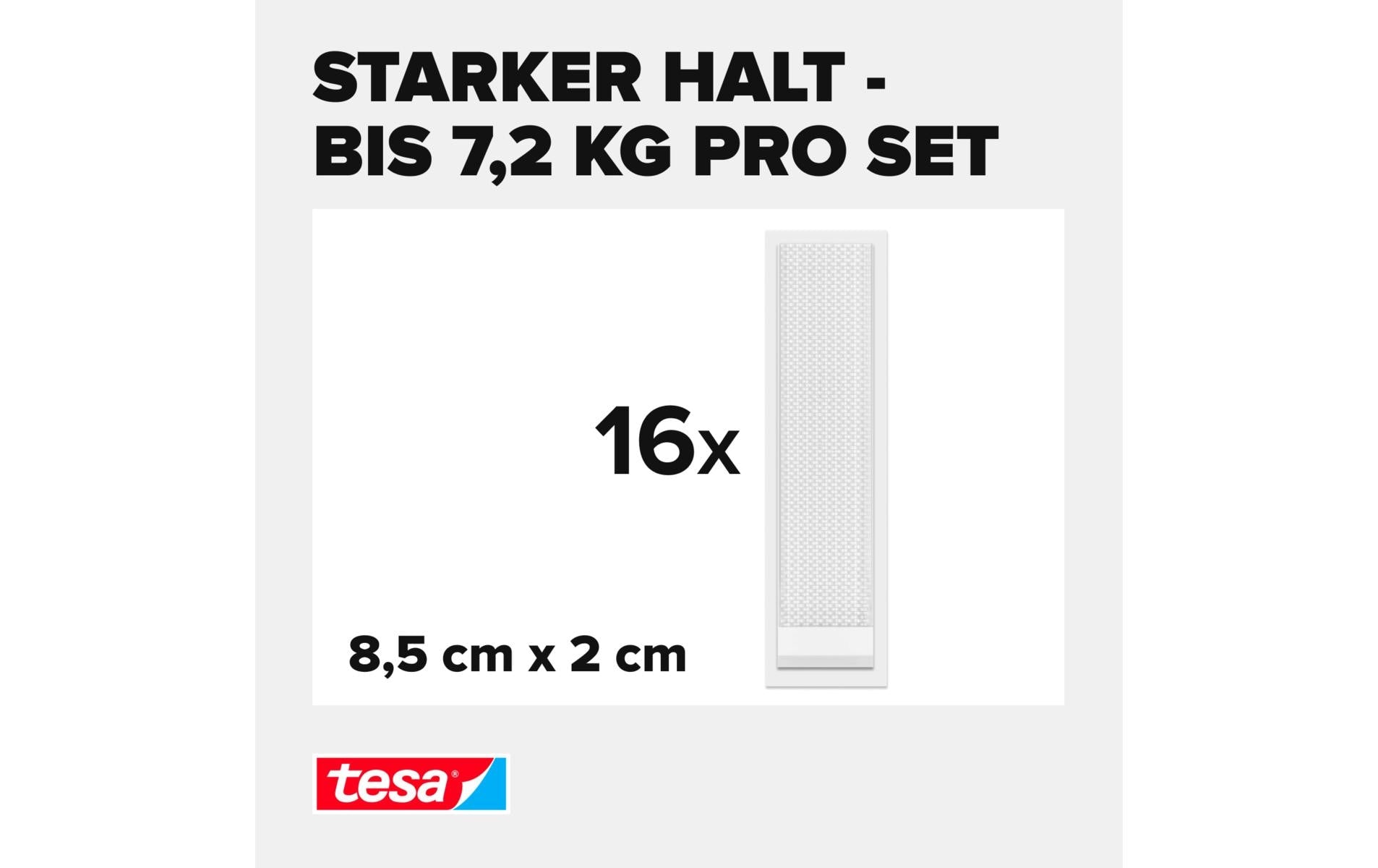 TESA Powerstrips CLICK Montagepad – 20 × 85 mm, weiss, bis 7,2 kg, 32 Stk.
