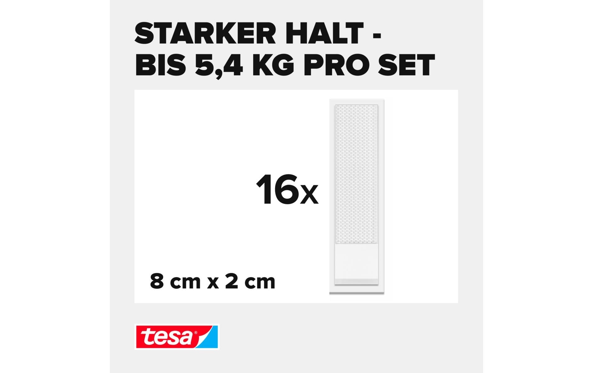 TESA Montagepad – 20 × 80 mm, weiss, bis 5,4 kg, 32 Stk.