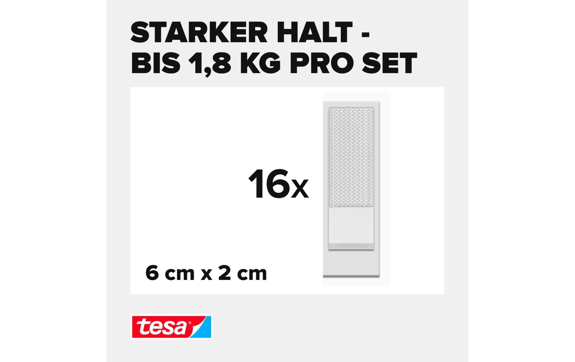 TESA Montagepad – 20 × 60 mm, weiss, bis 1,8 kg, für Innen