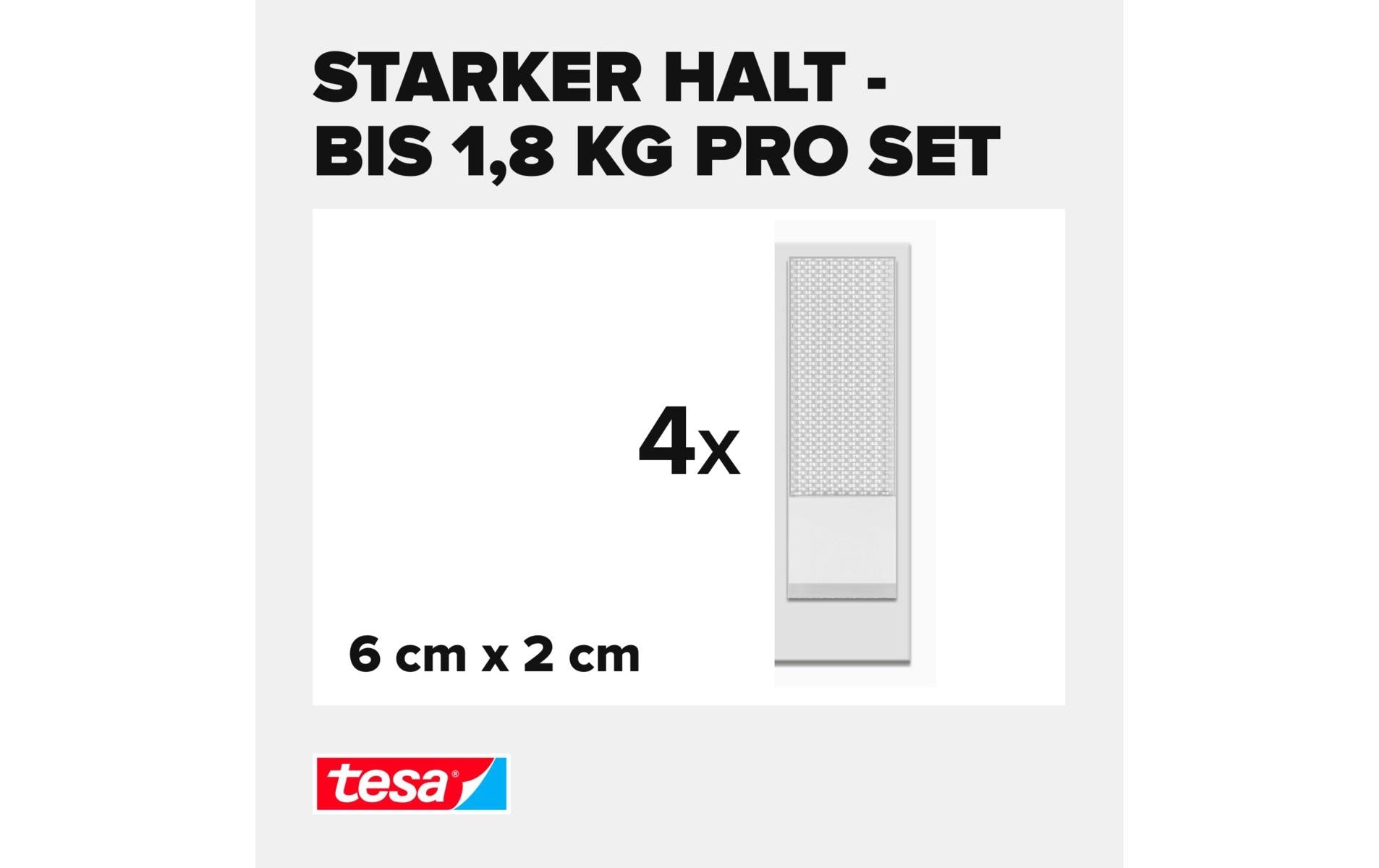 Tesa Montageband Powerstrips Click, für glatte Oberflächen – 20 mm × 0,06 m, weiss, bis 1,8 kg
