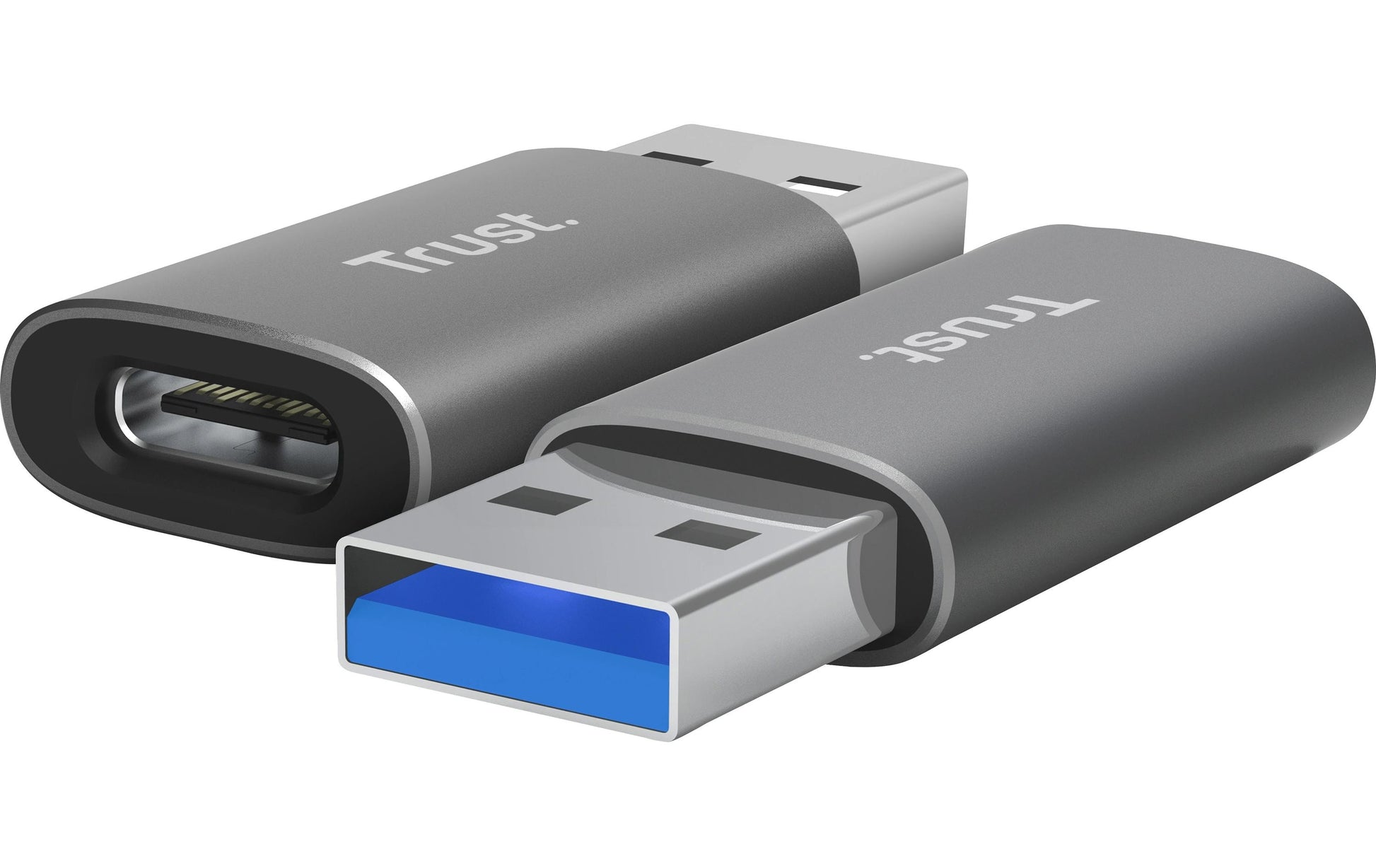 Trust Calyx Adapter USB-A zu USB-C – 2er-Pack, Plug & Play, USB 1.0/1.1 (12 Mbit/s), Grau