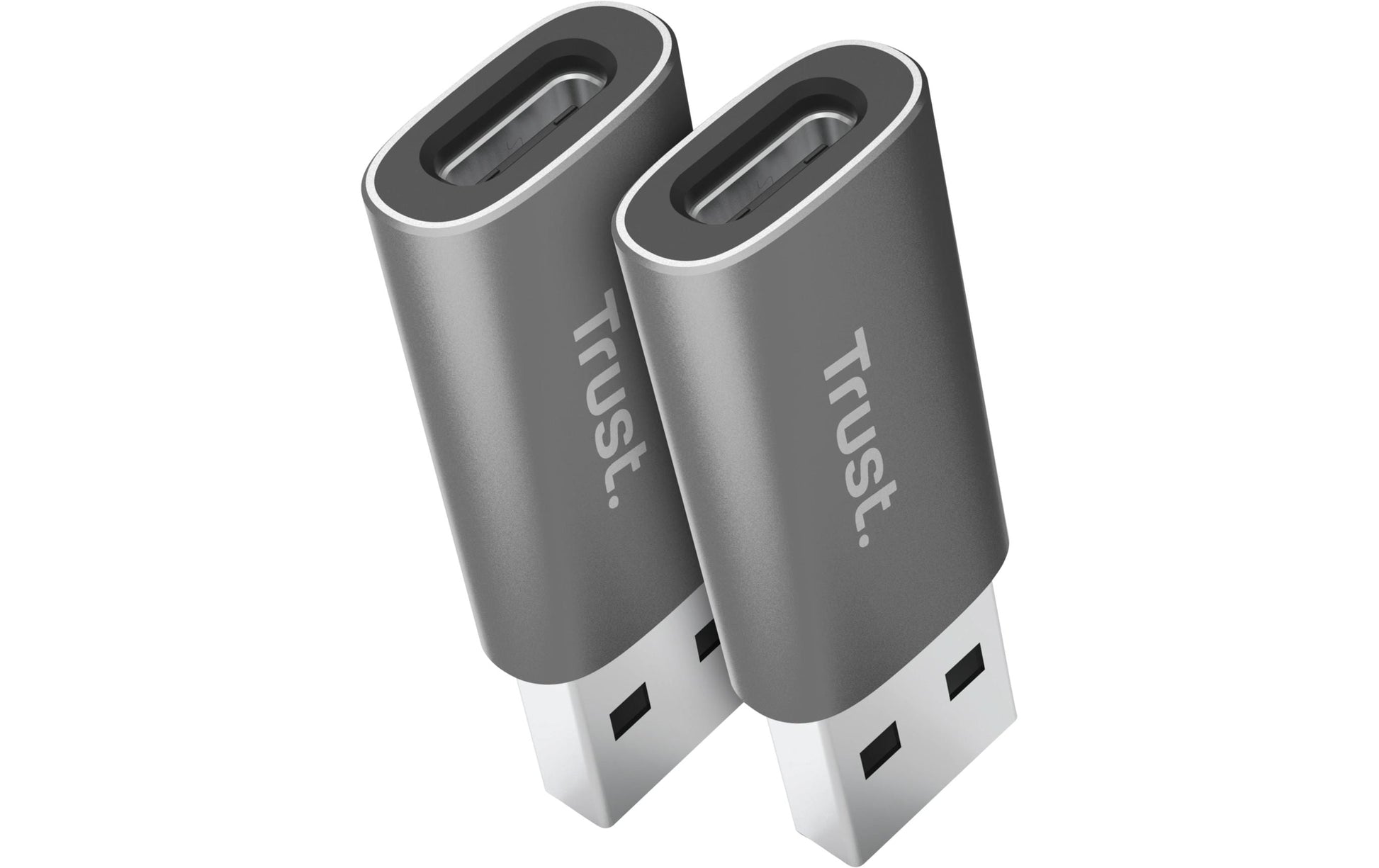 Trust Calyx Adapter USB-A zu USB-C – 2er-Pack, Plug & Play, USB 1.0/1.1 (12 Mbit/s), Grau