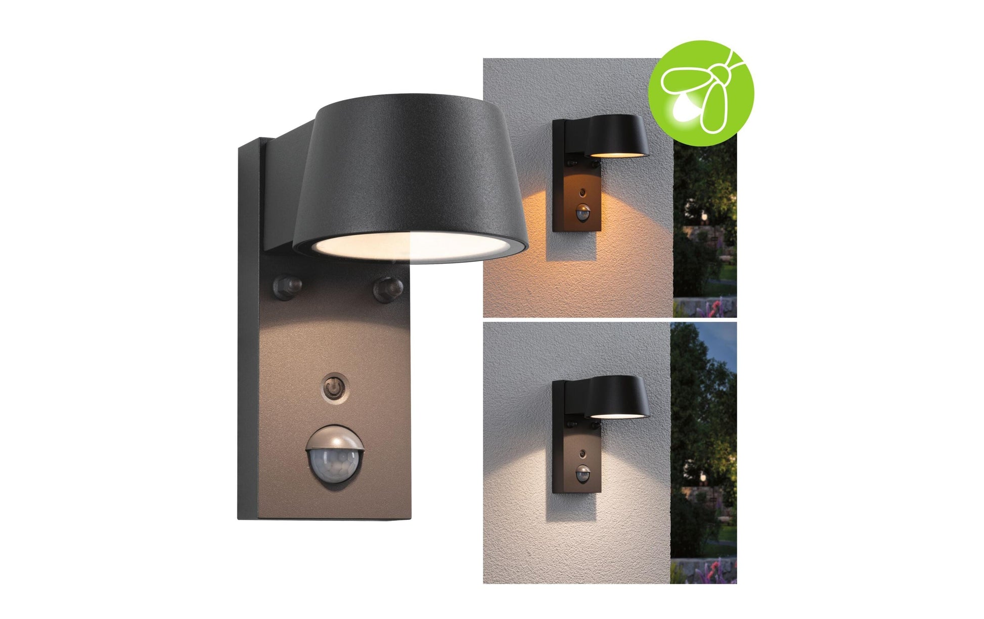Paulmann Aussenwandleuchte – Warmweiss, 2200–3000 K, IP44, Netzbetrieb, mit Bewegungsmelder, Grau, Aluminium