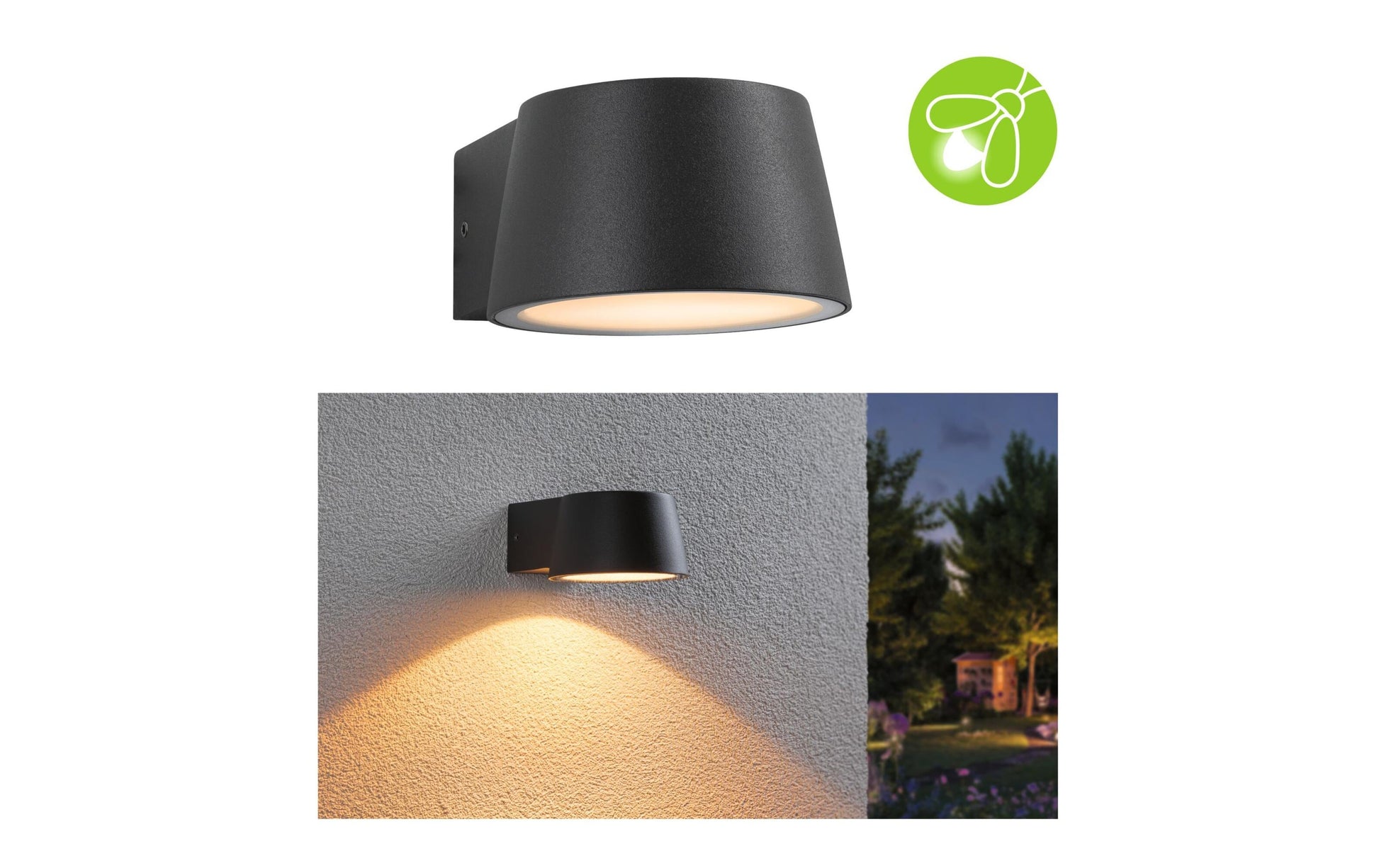 Paulmann Aussenwandleuchte – Warmweiss, 2200 K, IP44, Netzbetrieb, insektenfreundlich, Anthrazit, Aluminium