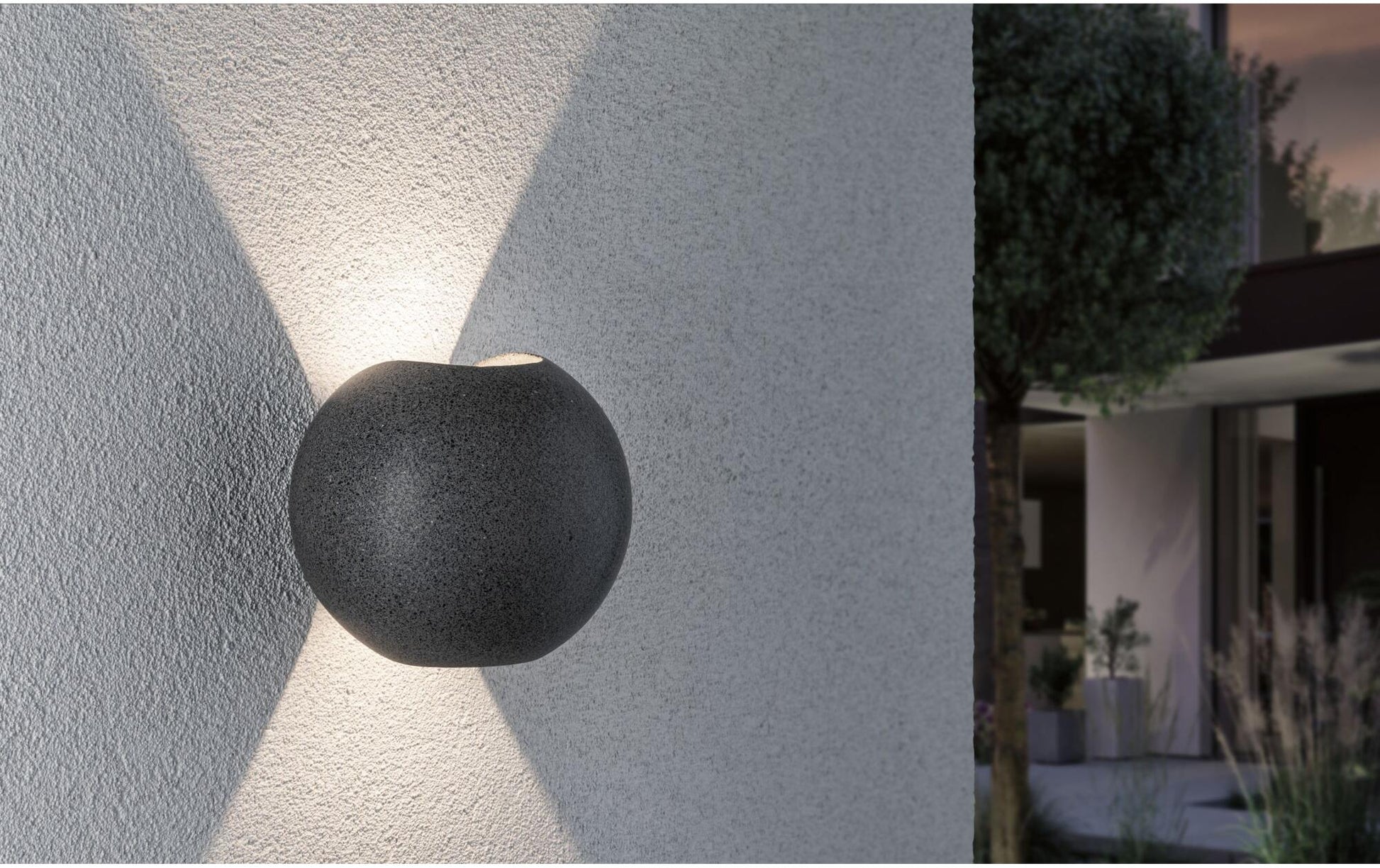 Paulmann Aussenwandleuchte – 5,5 W – Warmweiss, 3000 K – IP65 – Netzbetrieb – Schwarz – Beton, Edelstahl