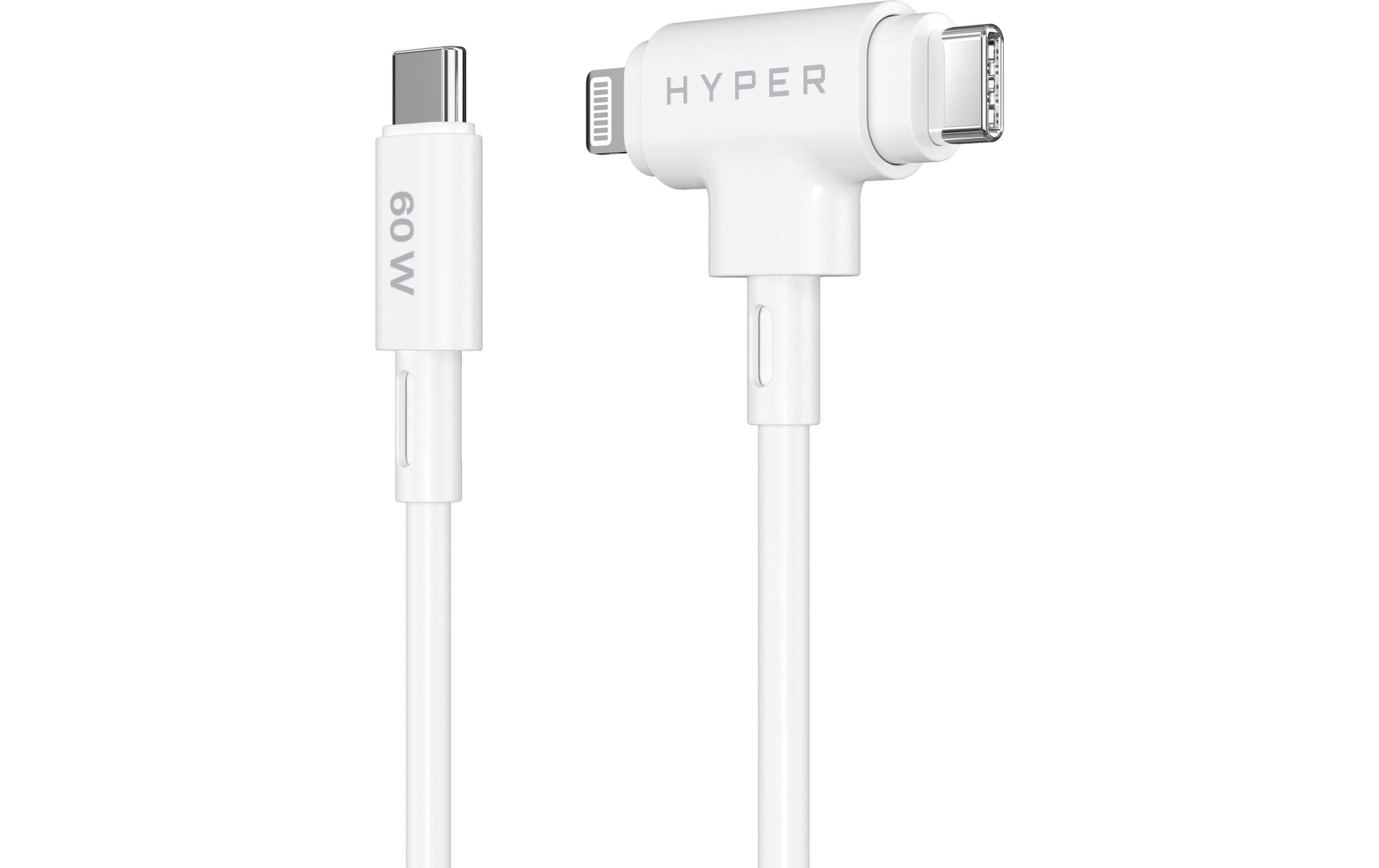 HYPER USB-C auf Lightning Kabel, 1,5 m, Weiss, Silikon, Schnellladen, MFi-zertifiziert