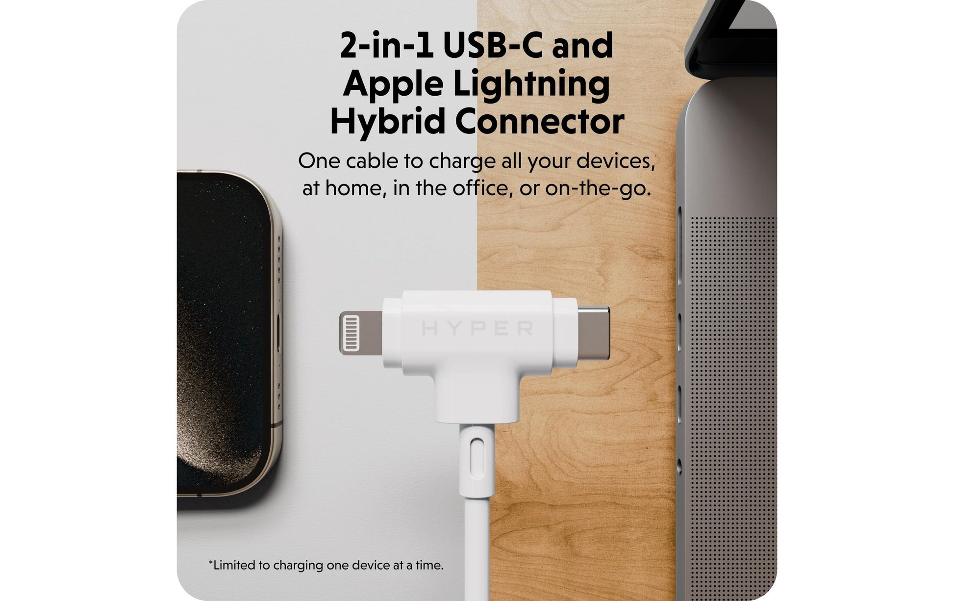 HYPER USB-C auf Lightning Kabel, 1,5 m, Weiss, Silikon, Schnellladen, MFi-zertifiziert