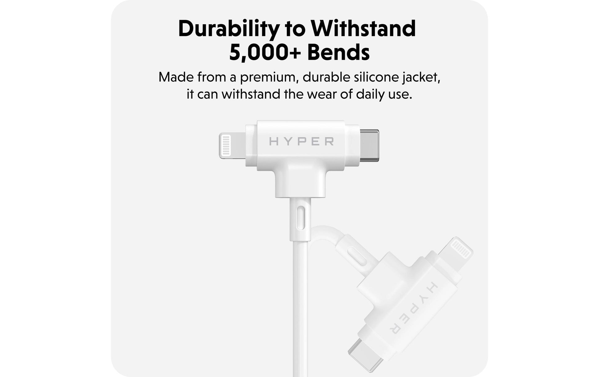HYPER USB-C auf Lightning Kabel, 1,5 m, Weiss, Silikon, Schnellladen, MFi-zertifiziert