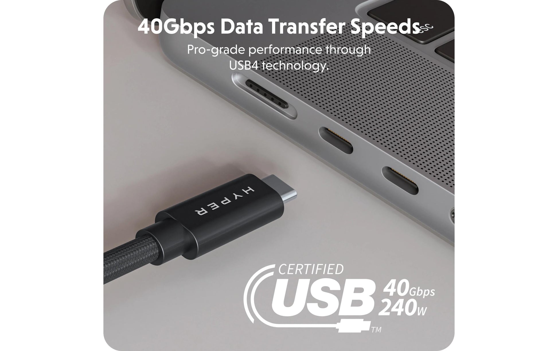 Hyper – USB-Kabel, USB-C zu USB-C, 1,2 m, USB4, Lade-/Datenkabel, für USB-C-Geräte mit USB-PD