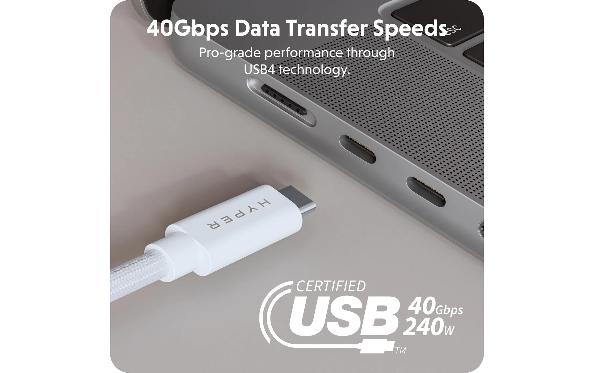 Hyper – USB-Kabel, USB-C zu USB-C, 1,2 m, USB4, Lade-/Datenkabel