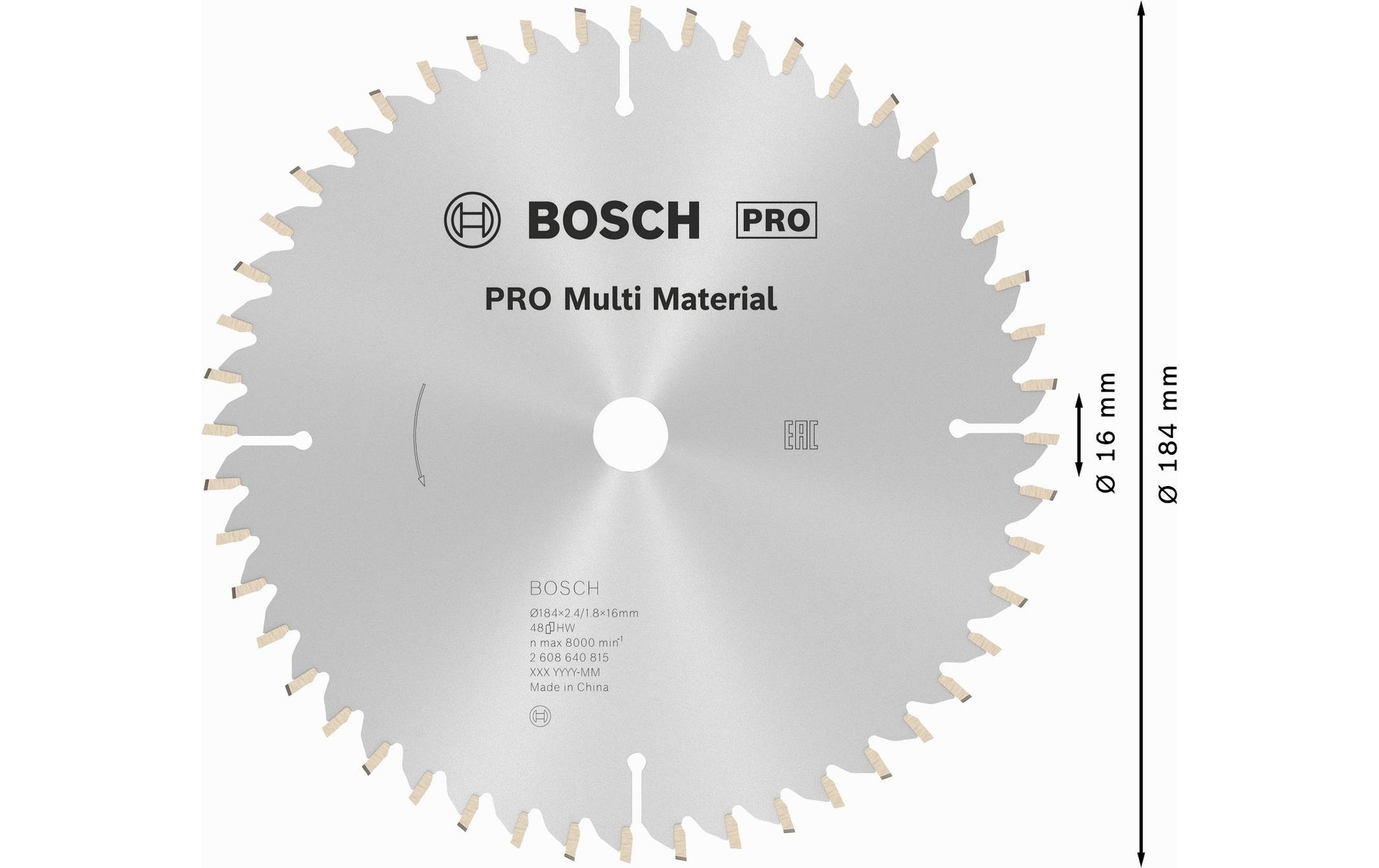 Bosch Sägeblatt, MultiMat KSB, 2 608 640 815, 184 mm × 16 mm