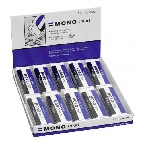 Tombow Radiergummi MONO SMART – latexfrei & phthalatfrei, extra schmal, 20 Stk.