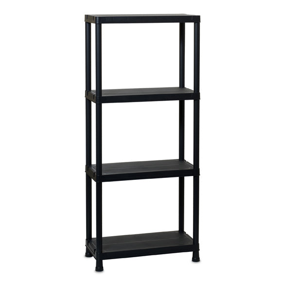 Toomax Eckregal, UNIVERSAL 63 – freistehend – 4 Böden – 60 × 30 × 138 cm – 25 kg/Boden – schwarz – Kunststoff