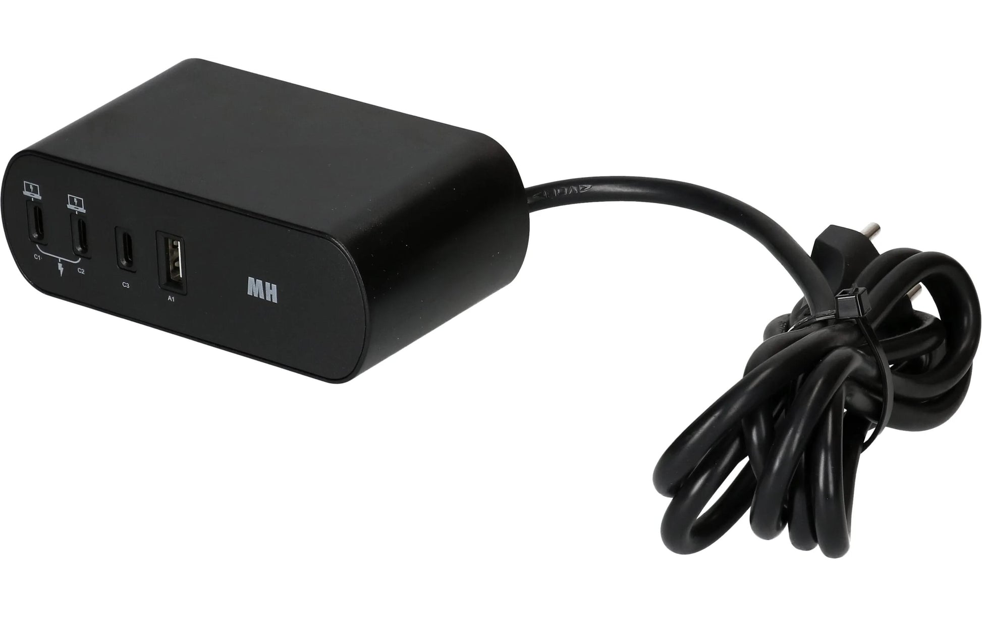 Max Hauri AG Max Hauri PD65W Netzteil – 65 W, 3× USB-C + 1× USB-A, PD, mit 2 m Kabel – für USB-C/USB-A-Geräte