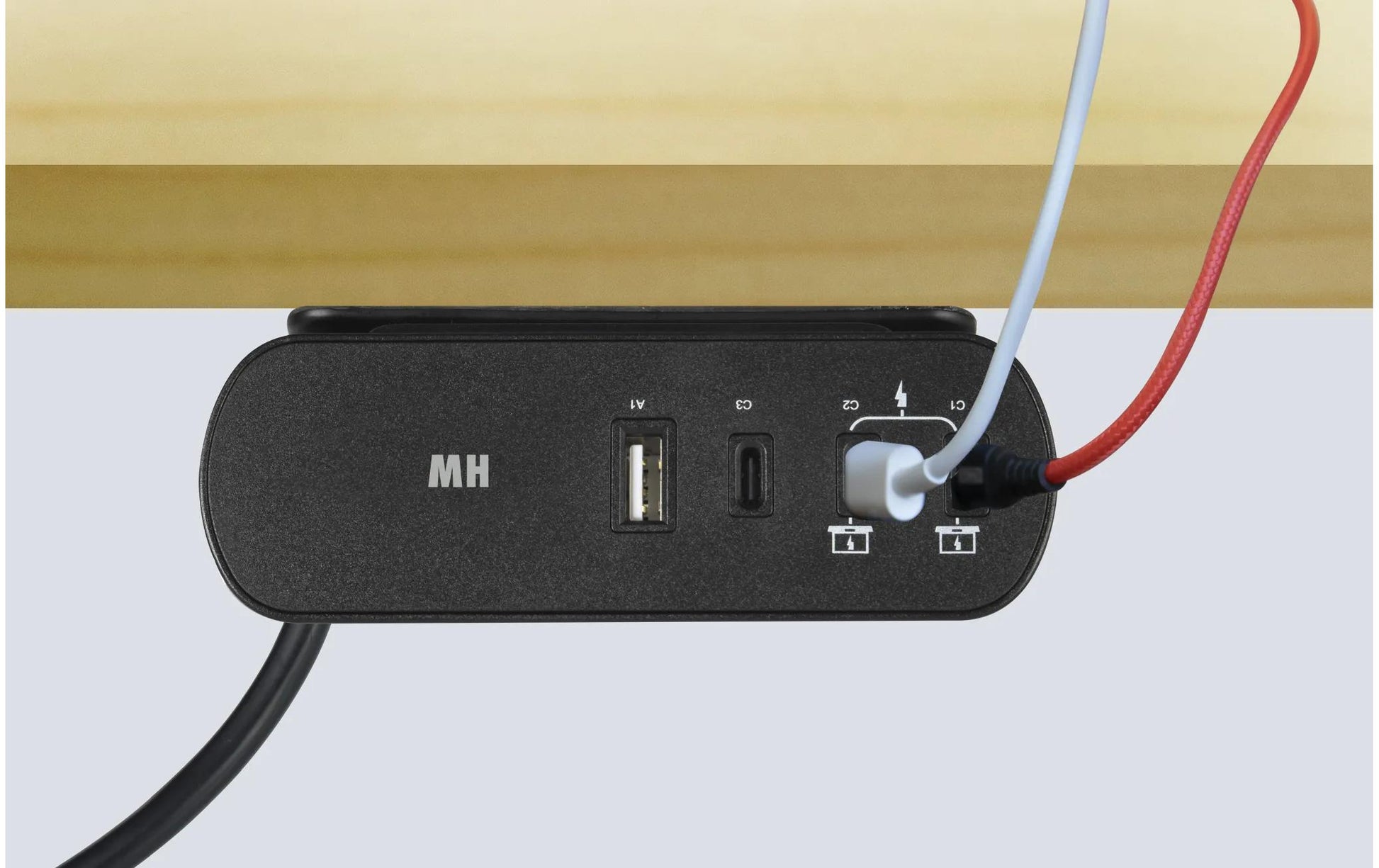 Max Hauri AG Max Hauri PD65W Netzteil – 65 W, 3× USB-C + 1× USB-A, PD, mit 2 m Kabel – für USB-C/USB-A-Geräte