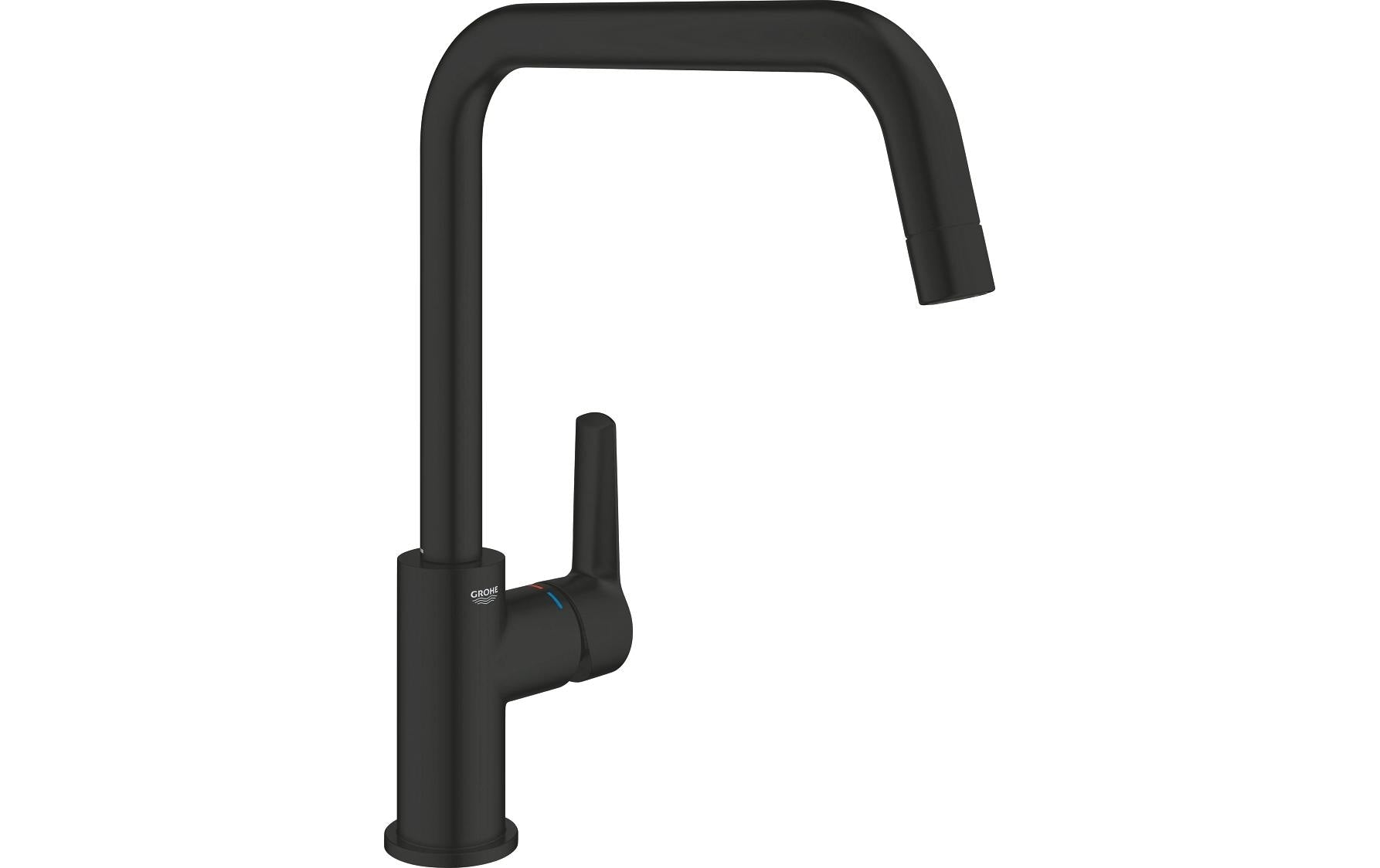 GROHE Start Einhebelmischer – U-Auslauf, Schwarz, Metall, Einlochmontage, Anschluss 3/8"