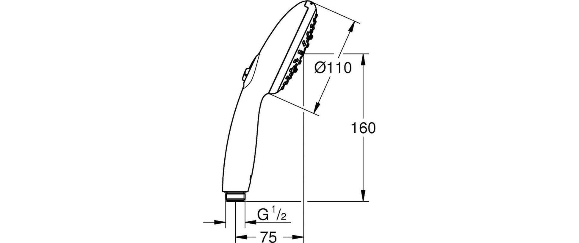 GROHE Vitalio Start 110 III Handbrause – Kunststoff, 3 Strahlarten, 7 l/min, Chrom