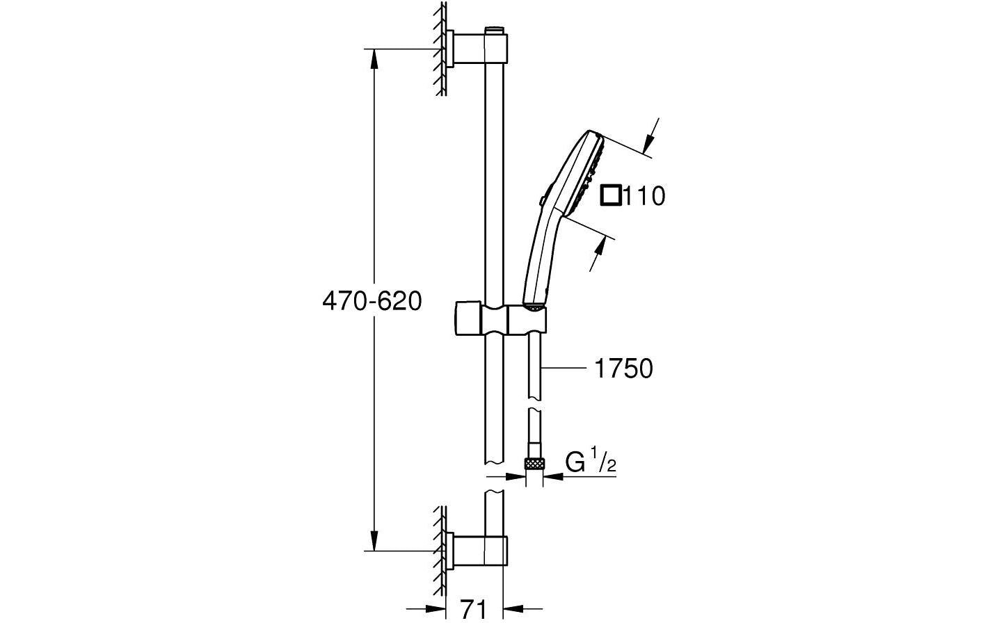 GROHE Duschsystem Vitalio Comfort 110 – 175 cm, Metall, Chrom