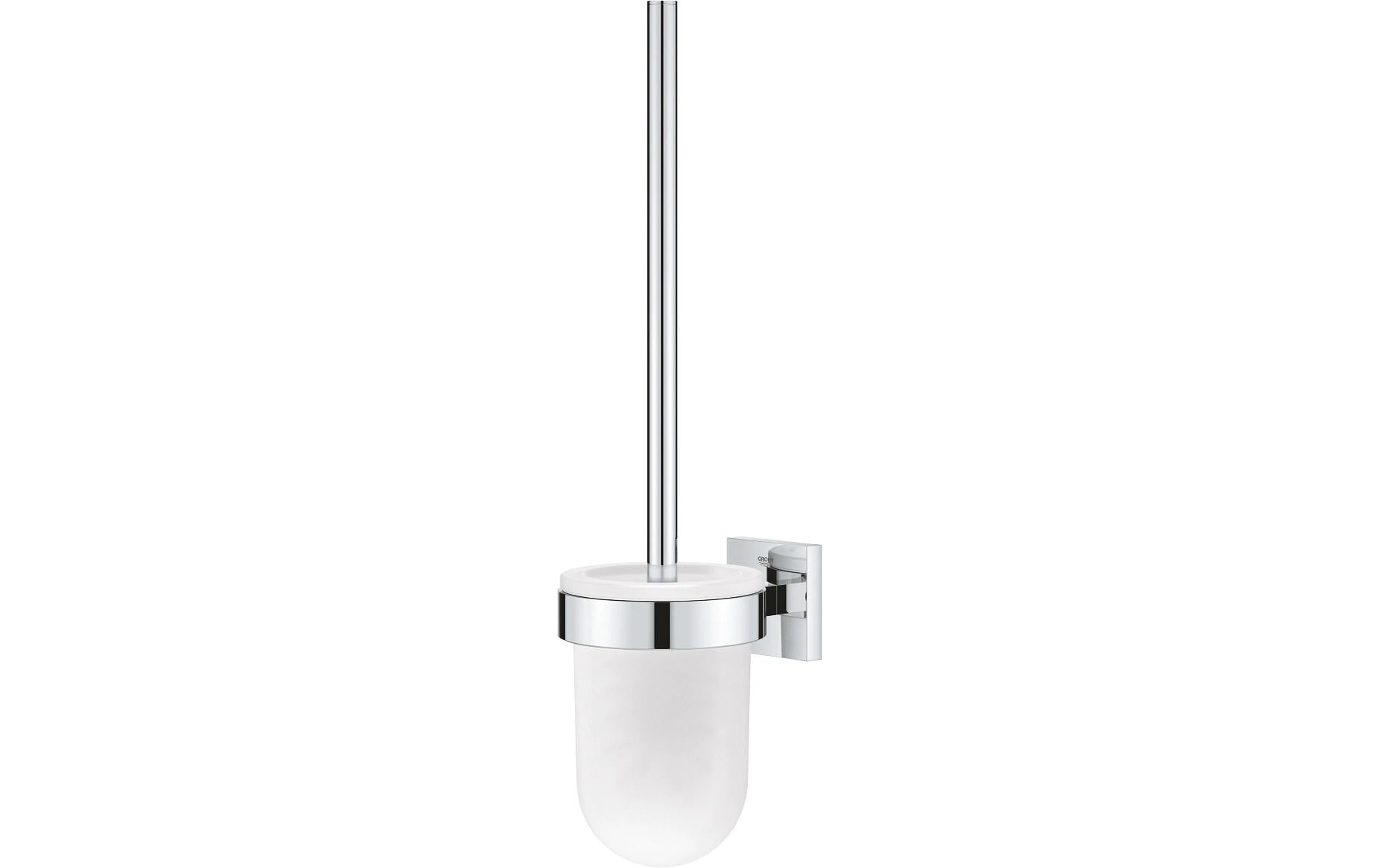 GROHE Start Cube Toilettenbürstengarnitur – Glas/Chrom, selbstklebend oder Wandmontage