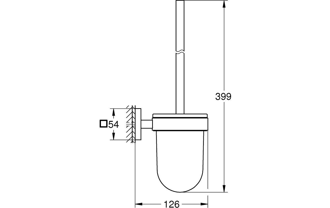 GROHE Start Cube Toilettenbürstengarnitur – Glas/Chrom, selbstklebend oder Wandmontage