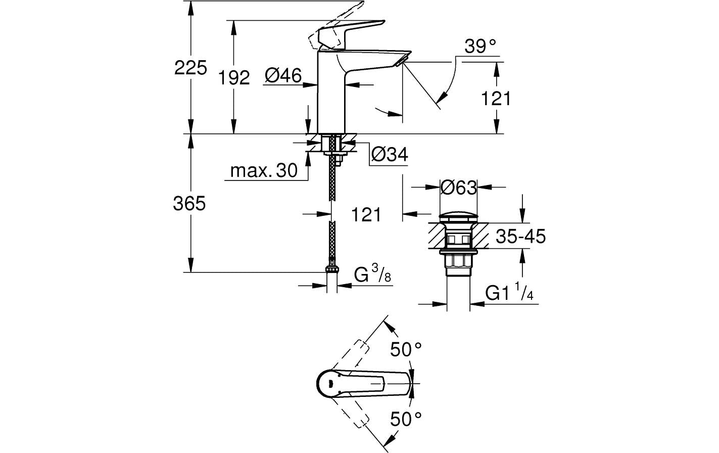 GROHE Start M PushOp Badebatterie (Unterputz) – Metall, Schwarz