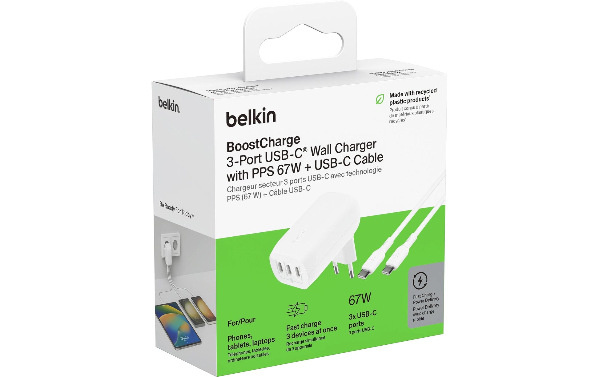 Belkin BOOST CHARGE Ladegerät – 67 W, 3× USB-C, PPS