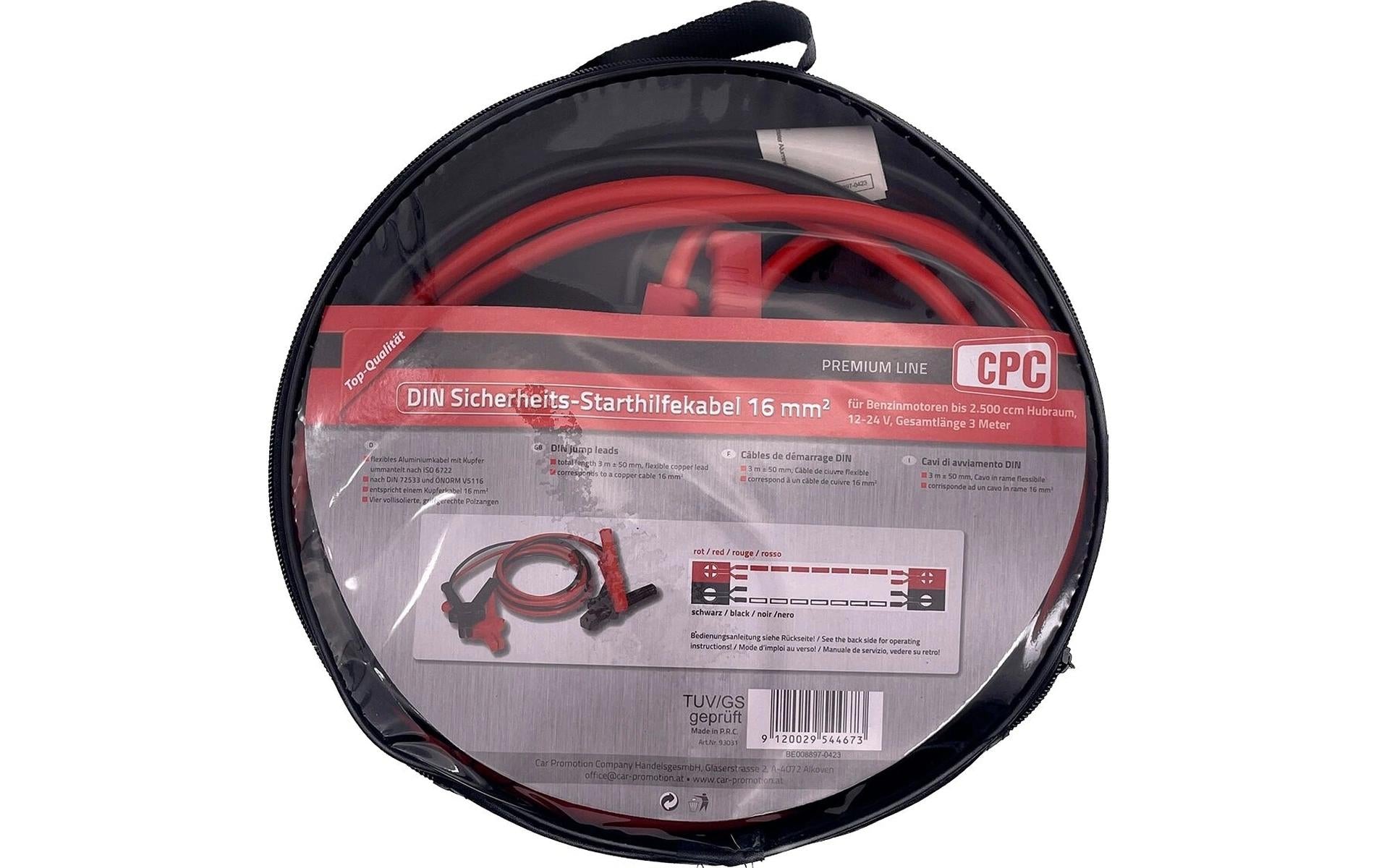 CPC Starthilfekabel, 3 m, 16 mm², 220 A – für Motoren bis 2'500 cm³