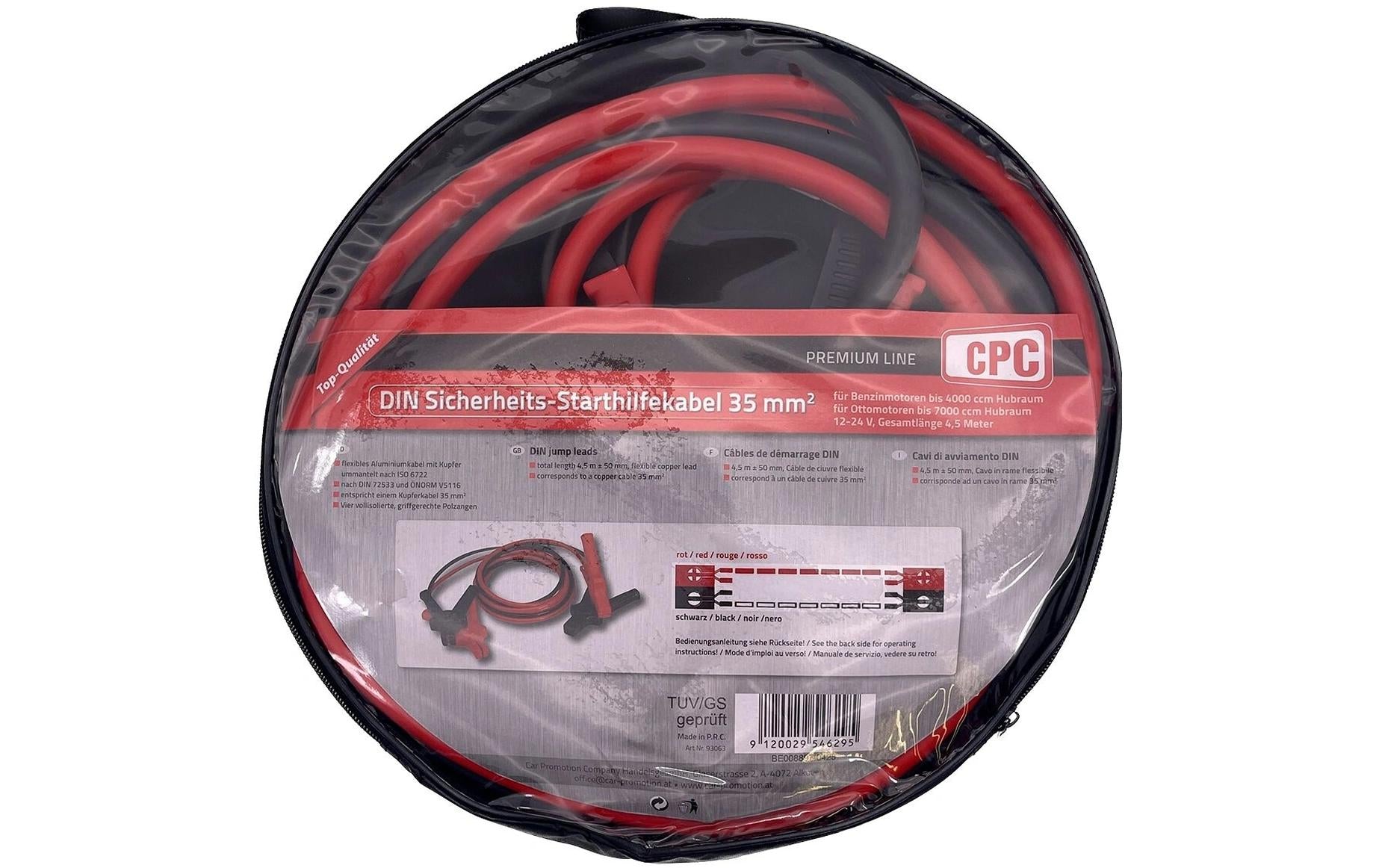 CPC Starthilfekabel – für Motoren bis 7'000 cm³ – 480 A, 4,5 m, 35 mm², 12 V