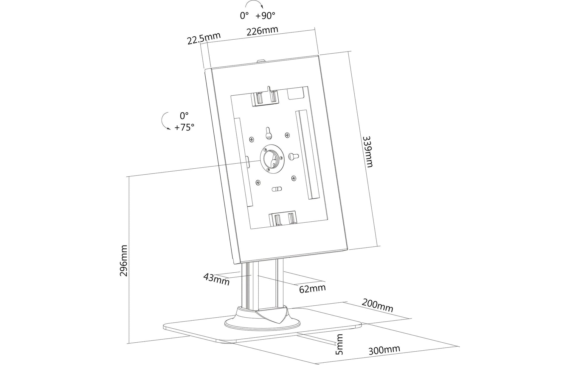 PureMounts Tablet-Ständer für iPad (6. Gen.) 10,9" – Diebstahlschutz, Weiss