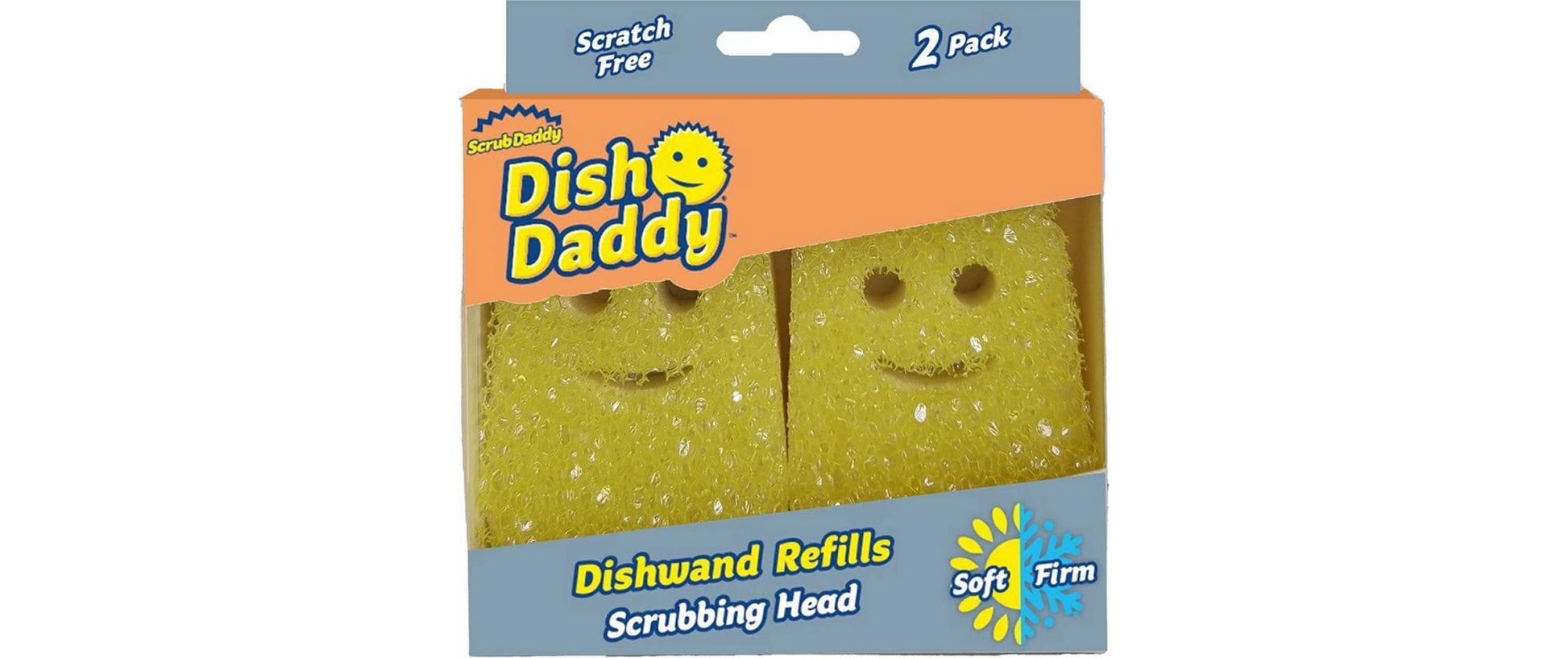 Scrub Daddy Ersatzbürsten – Naturschwamm, Oval, für Dish Daddy, Gelb, 2 Stk.