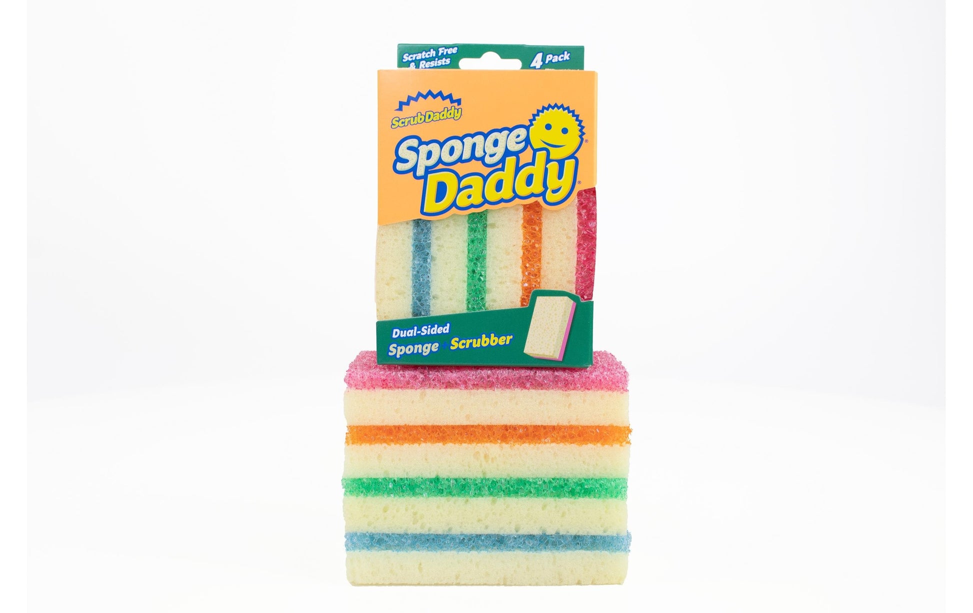 Scrub Daddy Spülschwamm – Rechteckig, für Küche, Auto, empfindliche Oberflächen, mehrfarbig, 4 Stk.