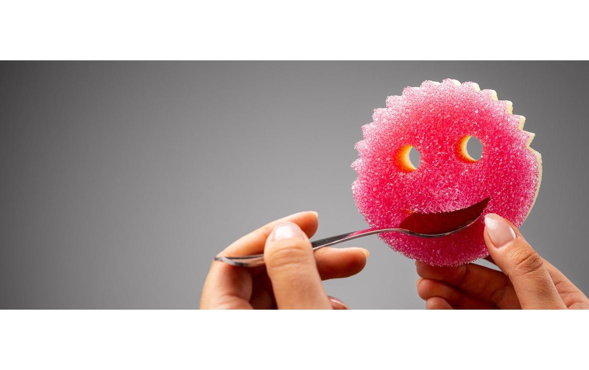 Scrub Daddy Spülschwamm Scrub Mommy – Schaumstoff, rund, für Küche, Ø 10,5 × 15,5 cm, pink, 1 Stk.