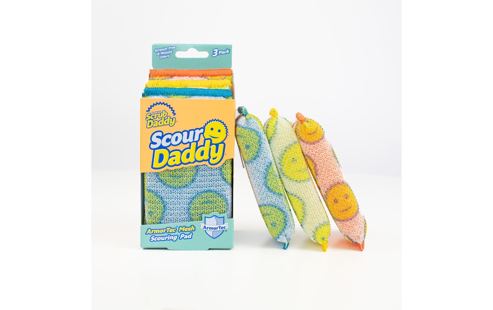 Scrub Daddy Scour Daddy Scheuerschwamm mit Armor Tec – Schaum, rechteckig, für Küche, mehrfarbig, 3 Stk.
