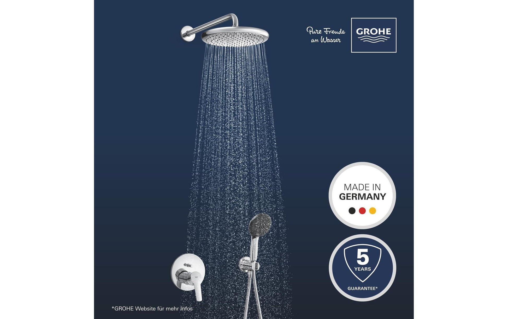 GROHE Duschsystem Start – Schlauch 150 cm, Metall, Umschaltdrehgriff, Chrom