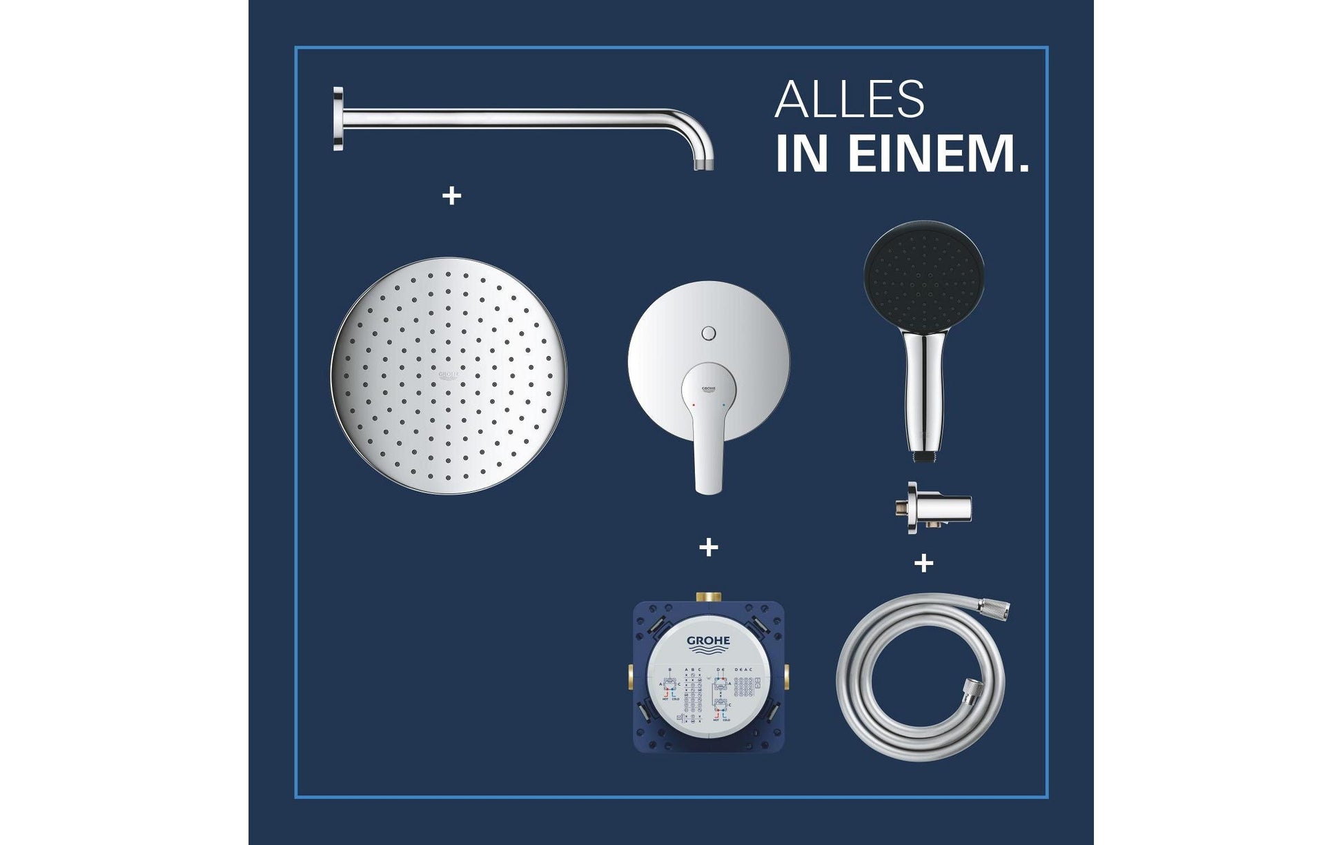 GROHE Duschsystem Start – Schlauch 150 cm, Metall, Umschaltdrehgriff, Chrom