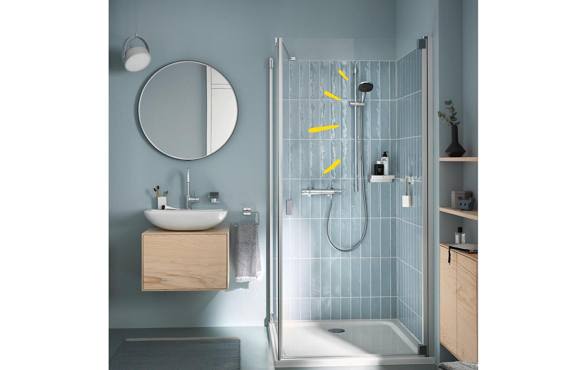 GROHE Duschsystem Vitalio Comfort 110 II – 175 cm, Kunststoff/Chrom, Klebestreifen