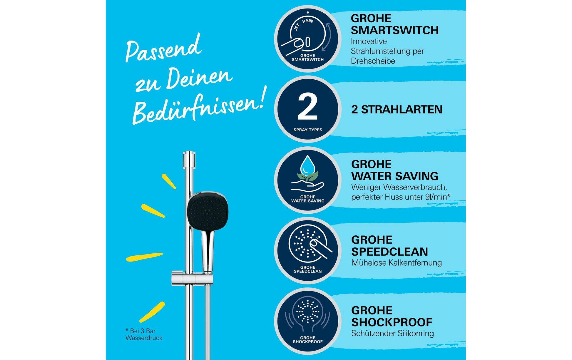 GROHE Duschsystem Vitalio Comfort 110 – 175 cm, Metall, Chrom