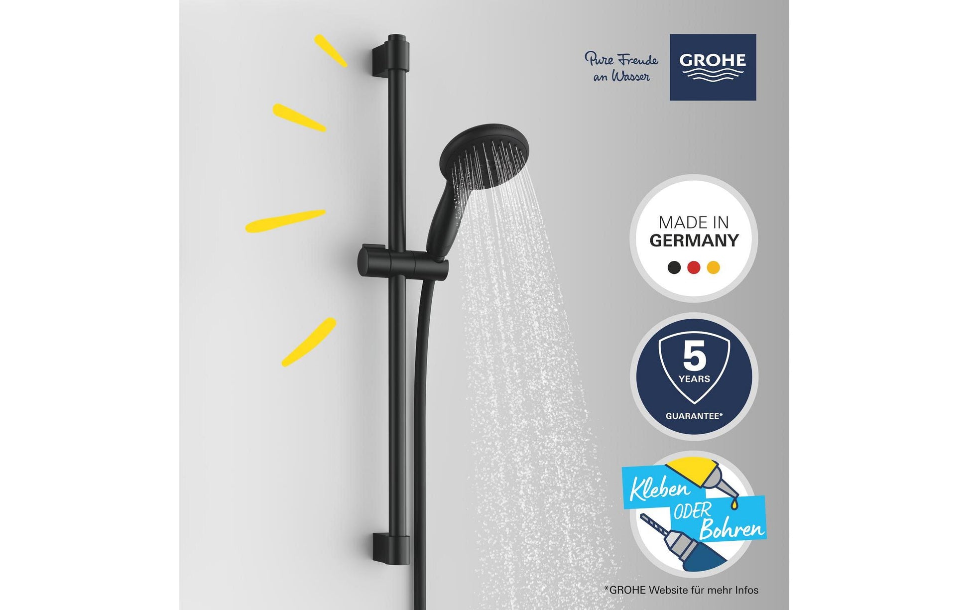GROHE Duschsystem Start – Schlauch 175 cm, Metall, Schwarz