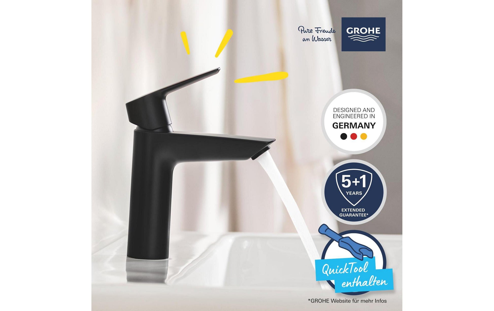 GROHE Start M PushOp Badebatterie (Unterputz) – Metall, Schwarz